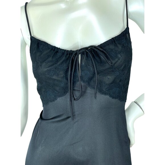 1960s black peignoir negligee in nylon and lace by Shadowline Size S/M - Picture 2 of 10
